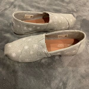 Gray Toms with snowflake pattern